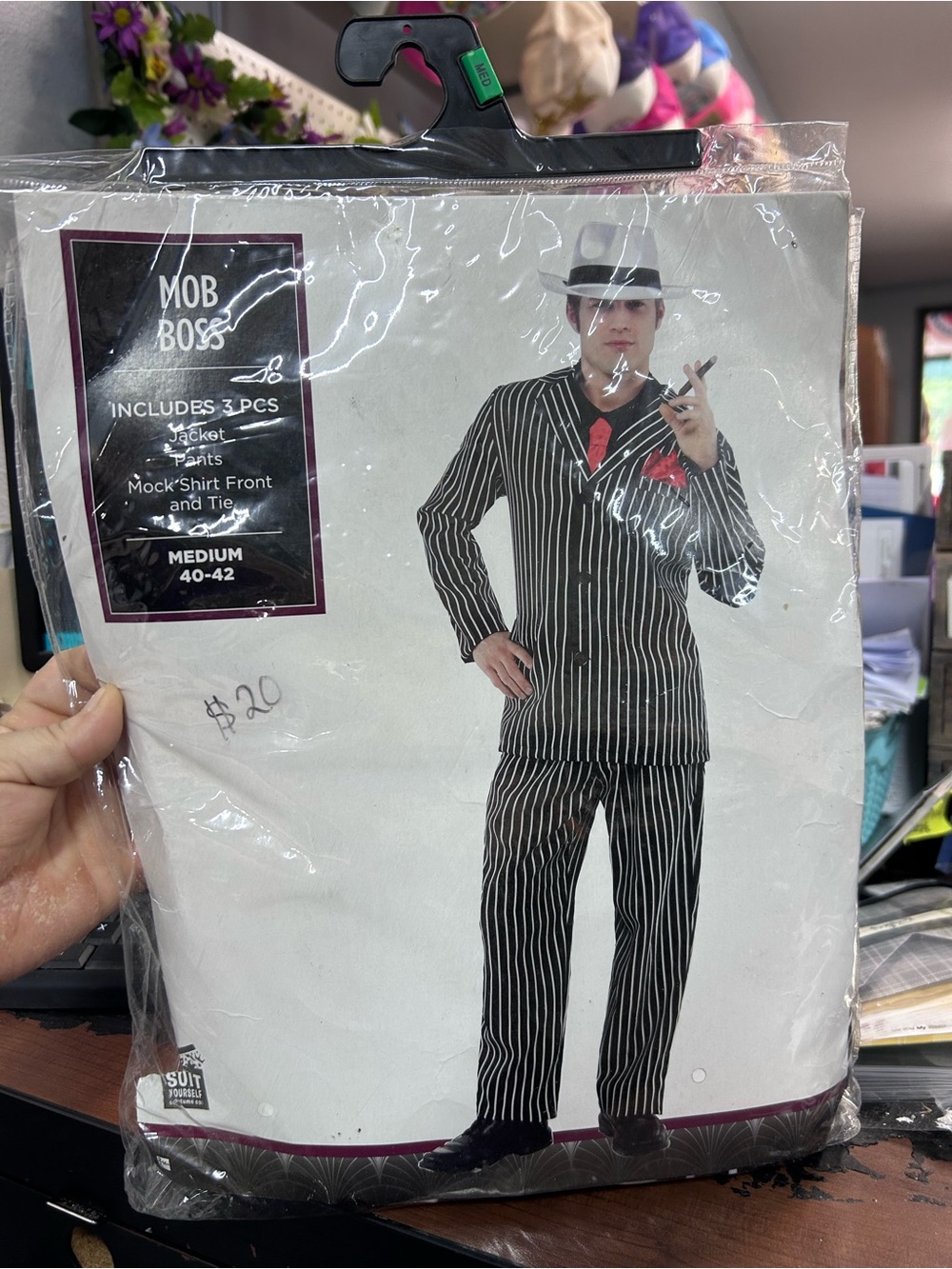 Mob Boss Pinstripe Costume - Black & White